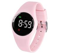 e-vibra resistente al agua vibración reloj despertador de carga 15 reloj despertador con pantalla de bloqueo como un reloj de entrenamiento de inodoro (rosa redonda)