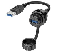 E-WeiChat EU-USB IP67 Connettore industriale impermeabile USB 3.0 Connettore di trasmissione dati ad alta velocità USB A a prese a pannello con cavo di prolunga da 1M/40 pollici