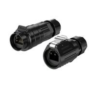 E-WeiChat LP-16 RJ45 IP67 Conector industrial estanco de aviación ethernet de doble puerto 8P8C Conector circular de señal de red de liberación rápida Carcasa de plástico PBT Conector M16 macho hembra