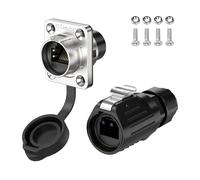 E-WeiChat LP-16 RJ45 IP67 Conector industrial estanco de aviación ethernet de doble puerto 8P8C Conector circular de señal de red de liberación rápida Conector de brida M16 con carcasa metálica