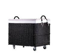 e-wicker24 Alles aus Weide - Caja de almacenaje para lavandería rectangular, cesta de mimbre con ruedas y forro de tela, baúl de almacenamiento de mimbre, cesta, caja (Brun_rose)