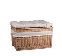 e-wicker24 Alles aus Weide - Caja grande, cesta grande, baúl de almacenamiento de mimbre con cojín de asiento, (70x43 H44, natural/beige)