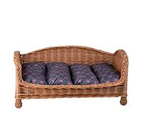 e-wicker24 Alles aus Weide Cesta para Animales Cesta para Perros, un almacén de Mimbre para un Perro un Gato con un cojín Suave, una Tumbona para Animales, un almacén de Gatos, Cama para Perros Cama