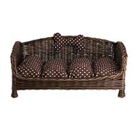 e-wicker24 Alles aus Weide Cesta para Mascotas/Canasta. Un almacén de Mimbre para un Perro/un Gato con un cojín Suave, una Tumbona para Animales, Campamento para Gatos/Perros Cama para Perros y Gatos
