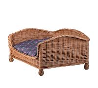 e-wicker24 Alles aus Weide Cesta para Mascotas, Cesta de Mimbre para Perros y Gatos, con cojín Suave, Tumbona para Animales y Gatos, Cama para Perros y Gatos (64 x 42 x 35, Gris)
