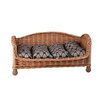e-wicker24 Alles aus Weide Cesta para Mascotas, Cesta de Mimbre para Perros y Gatos, con cojín Suave, Tumbona para Animales y Gatos, Cama para Perros y Gatos (74 x 52 x 39 cm, Beige)