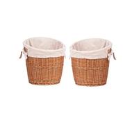 e-wicker24 Alles aus Weide Juego de 2 cestas de mimbre, cesta de panadería, cesta de pan, cesta para servir, soporte para pan, panera de mimbre natural (con ribete)