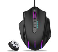 E-Yooso Ratón grande para juegos con cable, ratón grande para videojuegos con botón de disparo rápido, 5 botones laterales, 12400 DPI, 5 modos de iluminación, 11 teclas macro programables, pesos