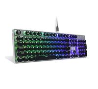 E-Yooso Z-88 Teclado mecánico programable para juegos, retro 104 teclas, teclas multimedia, (QWERTY), placa de metal antighosting, iluminación RGB, teclado azul con cable para PC/PS5/PS4