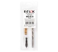 E-Z LOK 400-M3 insertos roscados para madera, kit de instalación, latón, incluye insertos de rosca de cuchillo M3-0.5 (10), taladro, herramienta de instalación