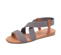 e Zapatos Sandalias de dedo plano para mujer Sandalias casuales romanas elásticas O Zapatos de mujer 39, gris, 41 EU