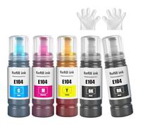 E104 Tinta Botellas de Tinta E104 Multipack Compatible para ET-2820 ET-4800 ET-2870 ET-2810 ET-2862 ET-2826 ET-2856 ET-4810 ET-2811 ET-2812 ET-2814 ET-2815 ET-2821 ET-2710 ET-2711 (4 P, 2BK/C/M/Y)