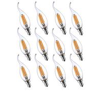E14 Bombillas de Vela Edison LED 4W 400LM,Bombilla Halógena Equivalente a 40W,2700K Blanco Cálido,Luz de Iluminación Transparente de Tornillo Edison Pequeño No Regulable 12 Paquetes