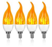 E14 LED Bulb, 3W LED Flame Bulb with 3 Lighting Modes, 1800K Retro Decorative Lamp , Pack of 4