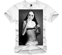 E1SYNDICATE T-Shirt Fallen Angel Smoking Whiskey Nun 666 Sinner ANTICHRIS(Medium)