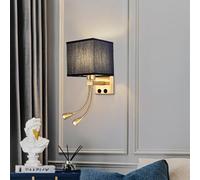 E27 Apliques de Pared con Foco de Cuello de Cisne Ajustable Moderno Lámparas de Pared con Puerto USB Interruptores Dobles Lectura Iluminación Dormitorio Cabecera Sala de Estar (Cobre,Pantalla negra)