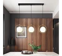 E27 Lámpara Colgante I Anillo de Metal Dorado I Lámpara Colgante de Bola de Cristal I Comedor Mesa de Comedor Mesita de Noche Lámpara Colgante I Lámpara de Techo Regulable en Altura I MAX 60W,3