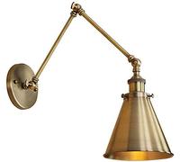 E27 Lámpara de pared de latón dorado Columpio ajustable Brazo largo Dormitorio Lámpara de pared Mesita de noche Luces de lectura montadas en la pared Accesorio de iluminación interior for sala de esta