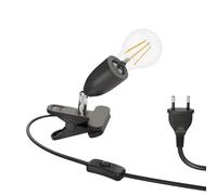 ledscom.de Lámpara de pinza E27 LIK, negra in ilamento de lámpara LED 1600lm blanco cálido