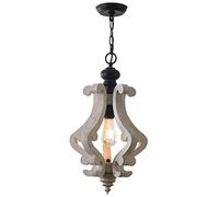 E27 Lámparas De Campo De Madera De Hierro Parajado Candelabro,Shabby Chic Style Mini Casa Accesorios De Luz De Techo E27 Antiguo Pasillo Durante Las Luces Para Salón Dormitorio,Rú-Blanco antiguo 30*3