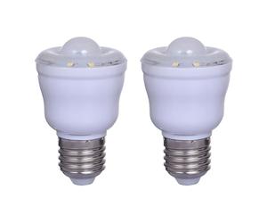 E27 LED Bombillas con sensor de movimiento PIR, 2W, Equivalentes a 30W Incandescentes,Blanco Frío 6500K,luz nocturna de encendido/apagado automático para escaleras,AC 220 - 240V,No regulable