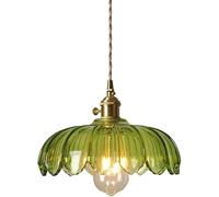 E27 Pendant Light - Leaf Shape Ceiling Lighting Green Transparent Glass Chandelier Living Room Dining Room Kitchen Decorative Lamps,Pendant Ceiling Light