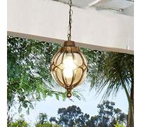 E27 Retro Industrial A Prueba de Agua Luz de Aluminio Vidrio Americano Colgante Lámpara Externa para Patio Gazebo Jardín Pasillo Villa Paseo Balcón Parque Decorar/K/Diámetro22C/Bronce/Diamete