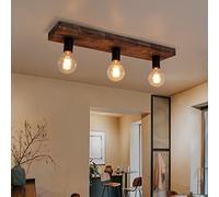 E27 vintage lámpara de plafón madera rectángulo lámpara de araña 3-lámpara led retro lámpara de techo suspensión metal industrial comedor sala de estar baño pasillo escalera oficina luz minimalista