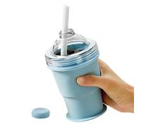 EA28831Moule À Glaçons Sphériques - 325ml 255g, Bouteille Silicone Pliable, Bac À Glace Avec Paille Et Couvercle Étanche, Pour Rafraîchir Cocktails Bière Soda En Voyage Gym Et Bureau