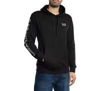 EA7 de los hombres Sudadera con capucha con logo en el pecho, Negro