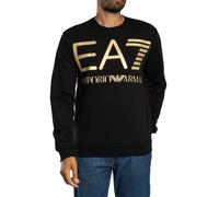 EA7 de los hombres Sudadera con estampado de logo grande, Negro