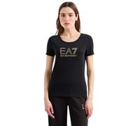 EA7 Emporio Armani 8NTT67 - Camiseta de manga corta para mujer, Negro y dorado., L