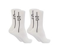 Ea7 emporio armani Paquete de 2 calcetines de tren, color blanco, talla L/XL, blanco con detalle gris, extra-large