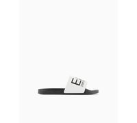 EA7 Emporio Armani Slides con maxi logo Ciabatte con fascia da uomo white black