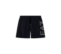 EA7 Emporio Armani Traje de Baño Boxer para Hombre Serie Logo 7M002001AF14497, Negro y dorado., L
