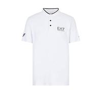 EA7 Hombre Camiseta con Cuello Ventus 7, White/Black, M