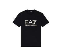 EA7 Hombre Camiseta Gráfica con Logo Ajustado, Black/Gold, S