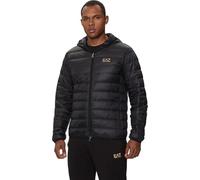 EA7 Hombre Chaqueta De Plumón Tejida, Black/Gold