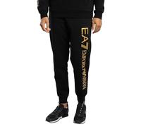 EA7 Hombre Pantalones Deportivos con Logotipo Grande, Black/Gold, XL