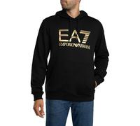 EA7 Hombre Sudadera con Capucha Y Logo Grande De Train, Black/Gold, M