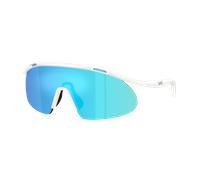 EA7 Hombre Sunglass Q74008 - Color del Marco: Blanco Mate, Color de la Lente: Espejo verde claro y azul