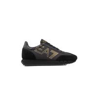 EA7 Hombre Zapatillas con Logo Lateral, Black/Gold, 44.5 EU
