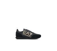 EA7 Hombre Zapatillas Deportivas con Logo Grande, Black/Gold, 41 EU