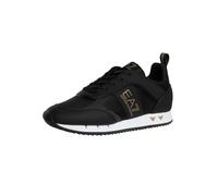 EA7 Hombre Zapatillas Deportivas con Logotipo De Malla De Carbono, Black/Gold/White, 43 EU