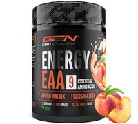 EAA Energy Mix - 500 g - Amino Matrix + Focus Matrix - Boissons énergétiques sans sucre - Avec caféine, taurine, guarana, N-acétyl-L-tyrosine - Pre Workout Booster - Vegan (Thé glacé Pêche)