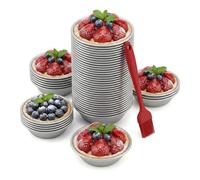 EAAGHK 25PCS Moldes para Tartaletas Individuales Ø 7cm,Tazas Hornear de Huevo Tarta Reutilizables y Antiadherentes, Mini Moldes para Tarta de Huevo con Cepillo para Hornear Pasteles Pudines Muffins