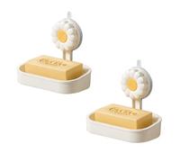 EAAGHK 2PCS Jaboneras Ventosa para Ducha, Jabonera Ducha Ventosa para Colgar sin Taladrar, Jaboneras Baño Pared con Drenaje, Estante para Ducha para Jabón de ABS, para Cocina, baño Blanco