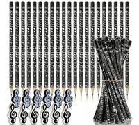 EAAGHK 36PCS Lápices de Notas Musicales, Lápices de Madera de Temática Musical con 12 Borrador de Notas Musicales, Juego de Papelería con Motivos Musicales para Escuela Oficina Dibujo y Regalo