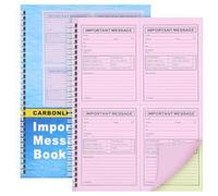 Eaasty 1 cuaderno de mensajes telefónicos con espiral de copia de carbono, 2 partes, duplicado, 4 mensajes por página, 21 x 28 cm, bloc de notas de llamadas telefónicas, 200 juegos por libro para
