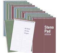 Eaasty 12 Pack Steno Pads Bulk, 6" x 9" Spiral Steno Notebooks Morandi 4 Colors, Gregg Ruled for Note, 60 Sheets/120 Pages Each, 70gsm Paper, Take Notes for School, College, Work, Office, Home